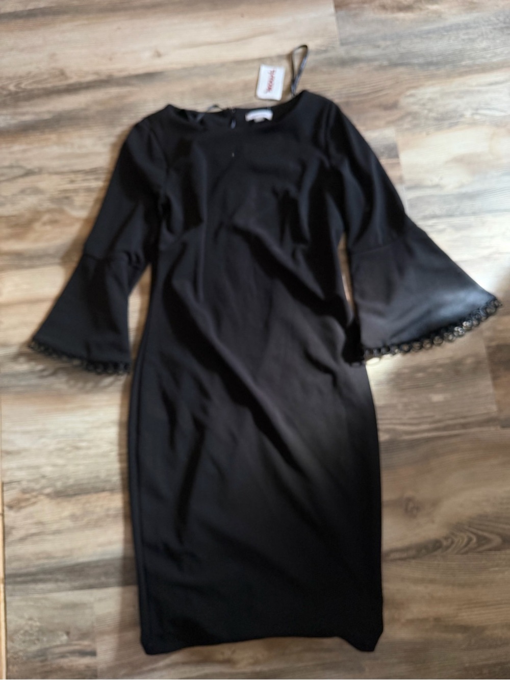 Calvin Klein Black Bell-Sleeve Midi Dress